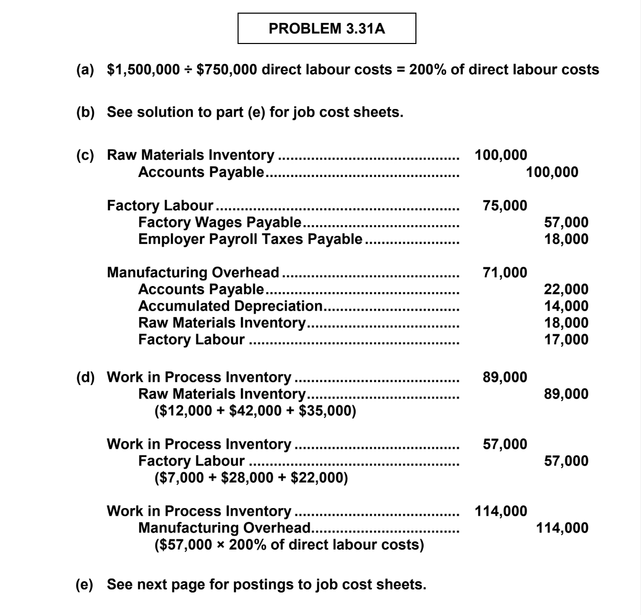 .................................................................. 22,000 Manufacturing overhead ............................................... 3 , Total cost ............................................................................... ' *$7,000