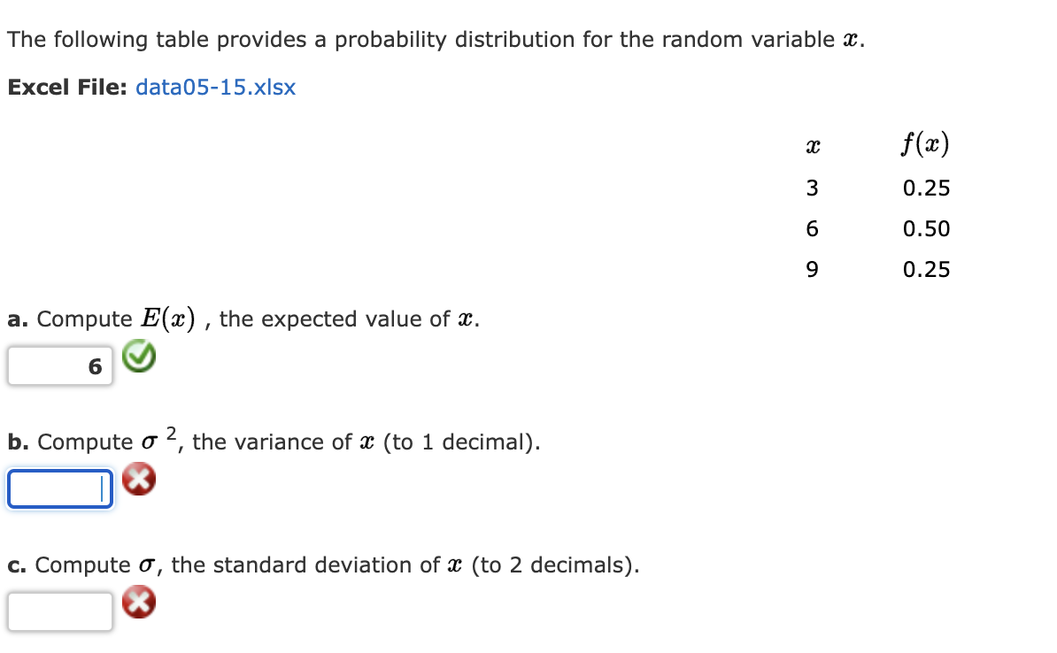 3:. Excel File: data0515.x|sx a. Compute E(:n) , the expected value of