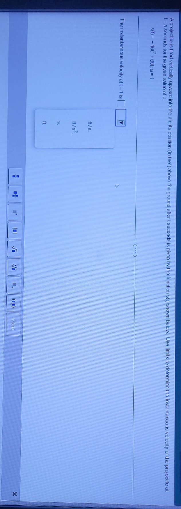 help please! A projectile is fired vertically upward into the air; its