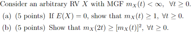 Help to solve this question thx!! Consider an arbitrary RV X with