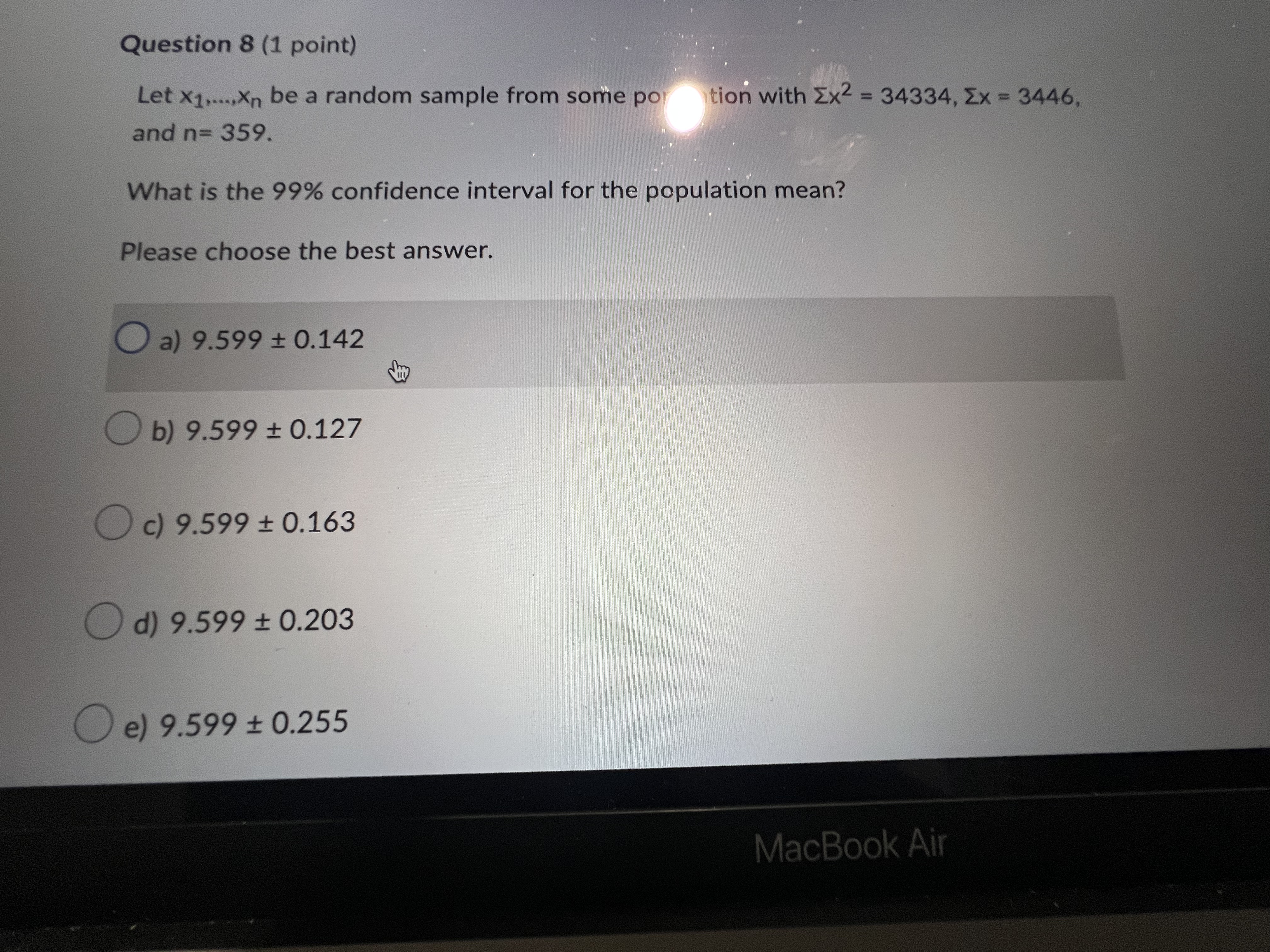 #8 multiple choice question please Question 8 (1 point) Let X1.....Xn be