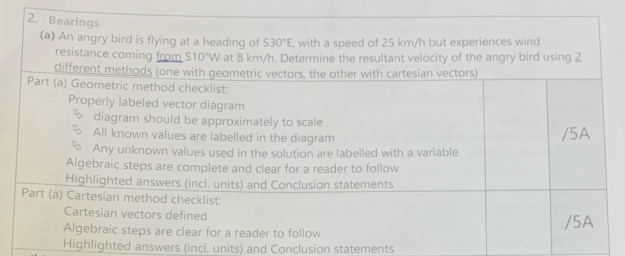 Please answer the problem It is geometric and algebraic vectors:bearing 2. Bearings