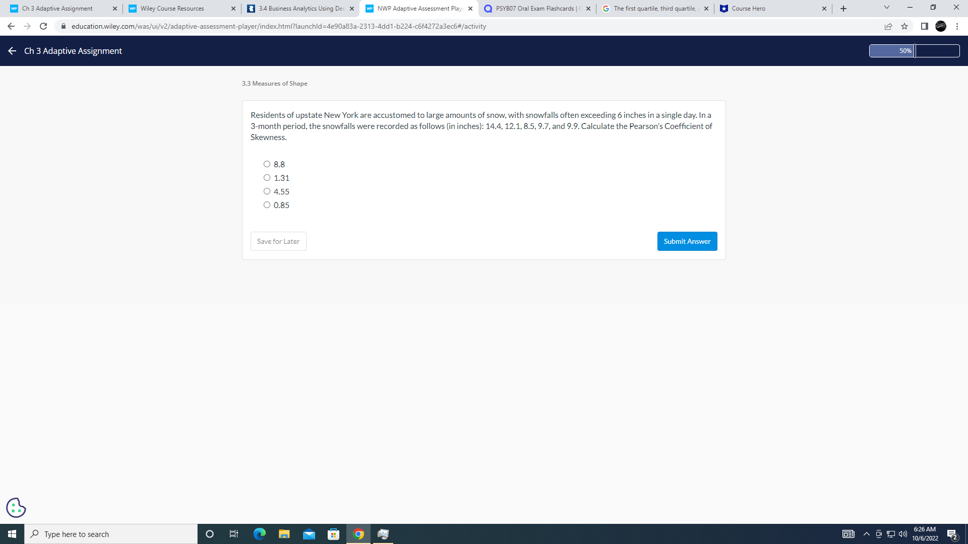  WP Ch 3 Adaptive Assignment x WP Wiley Course Resources x