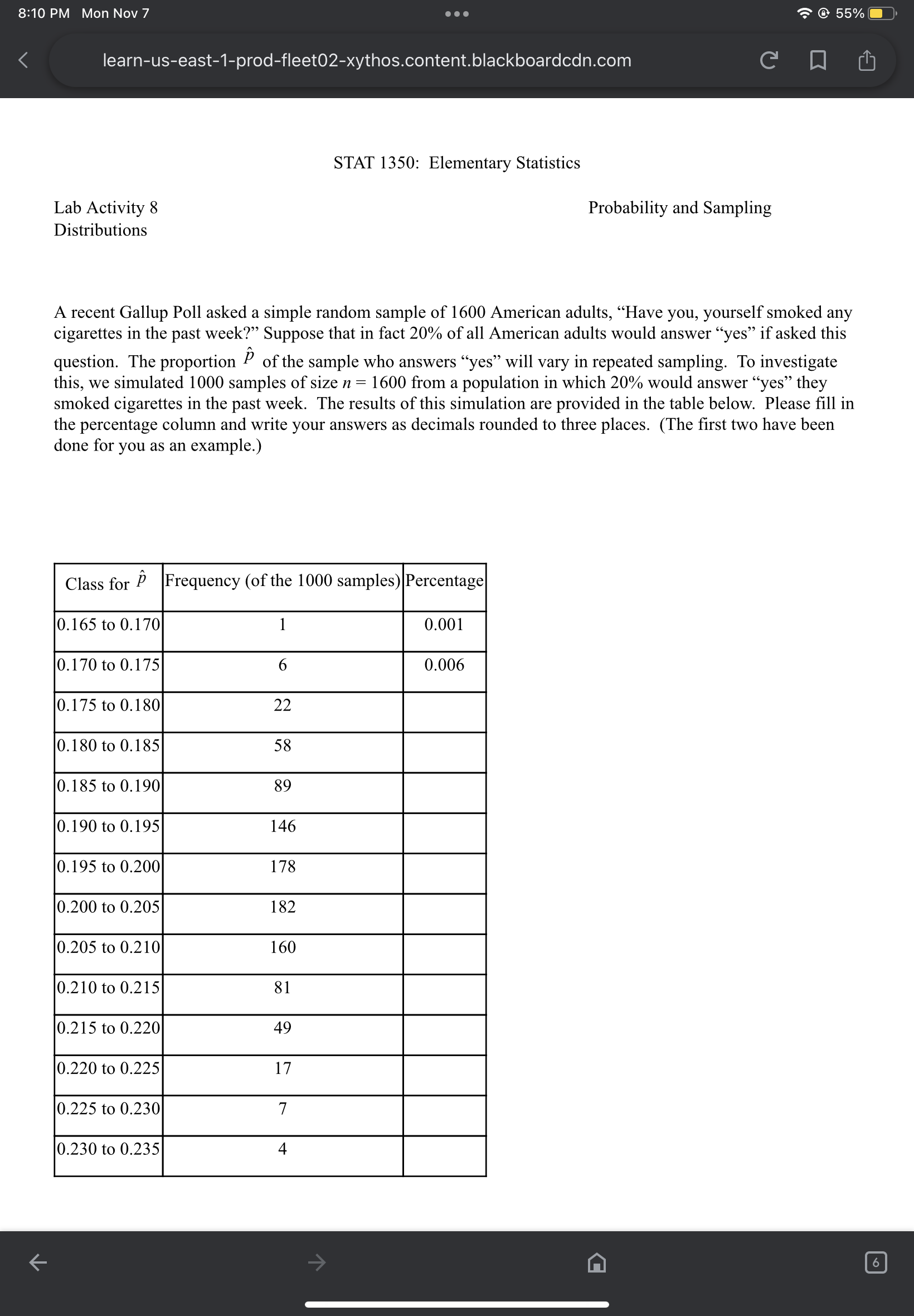 if we simulated 50000 samples of size n = 1600 from a