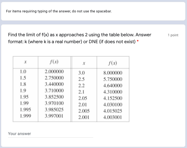 3.997001 2.001 4.003001 Your answerUsing your paper and a calculator. complete the