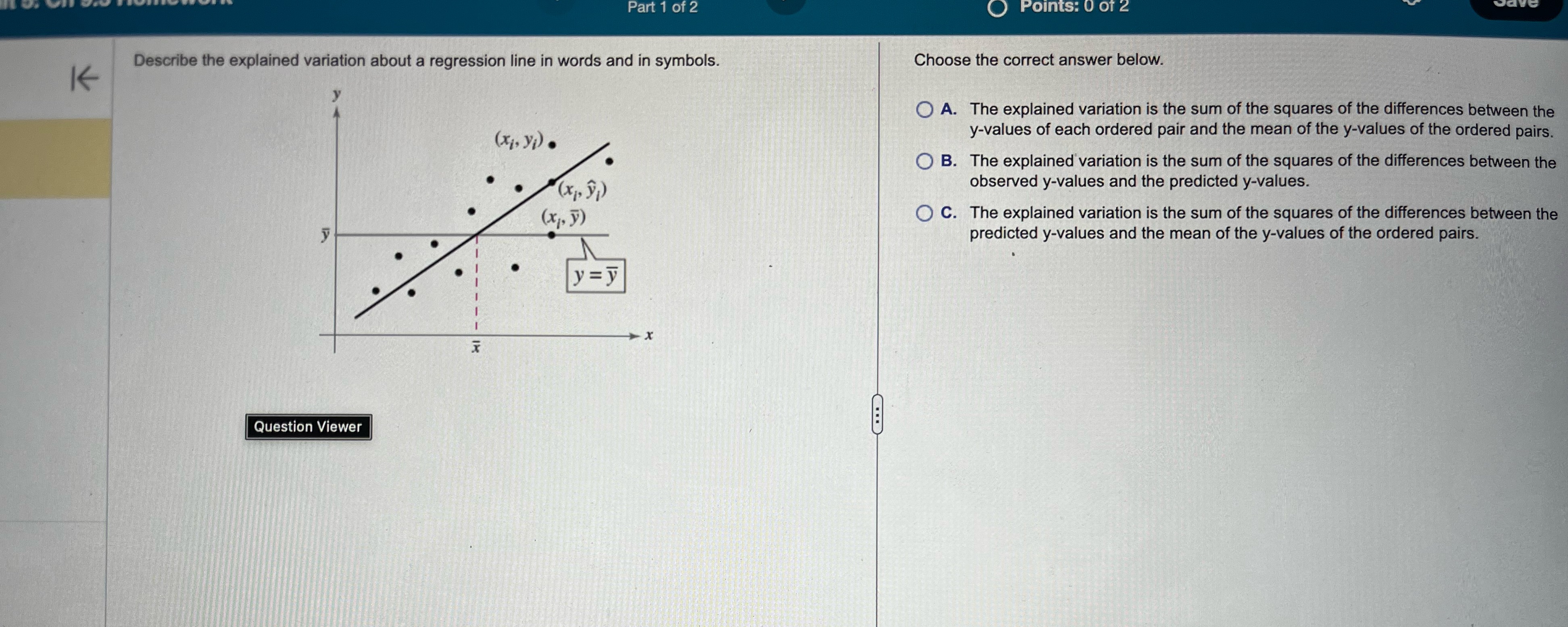 Describe the explained variation about a regression line in words and in