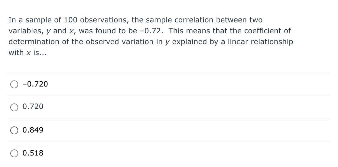 linear correlation. O No, because the relationship is linear. O No, because