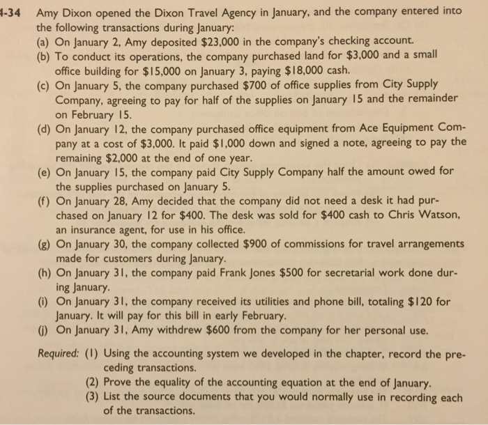 1-34 Amy Dixon opened the Dixon Travel Agency in January, and the