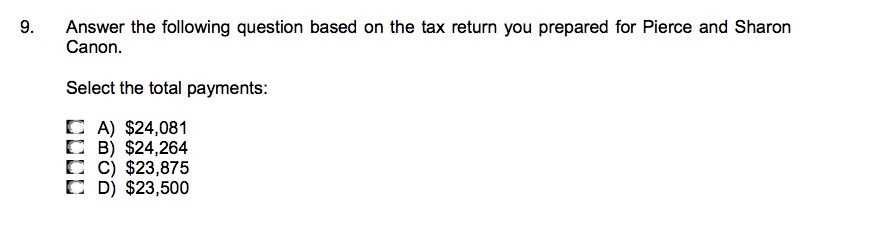  Answer the following question based on the tax return you prepared