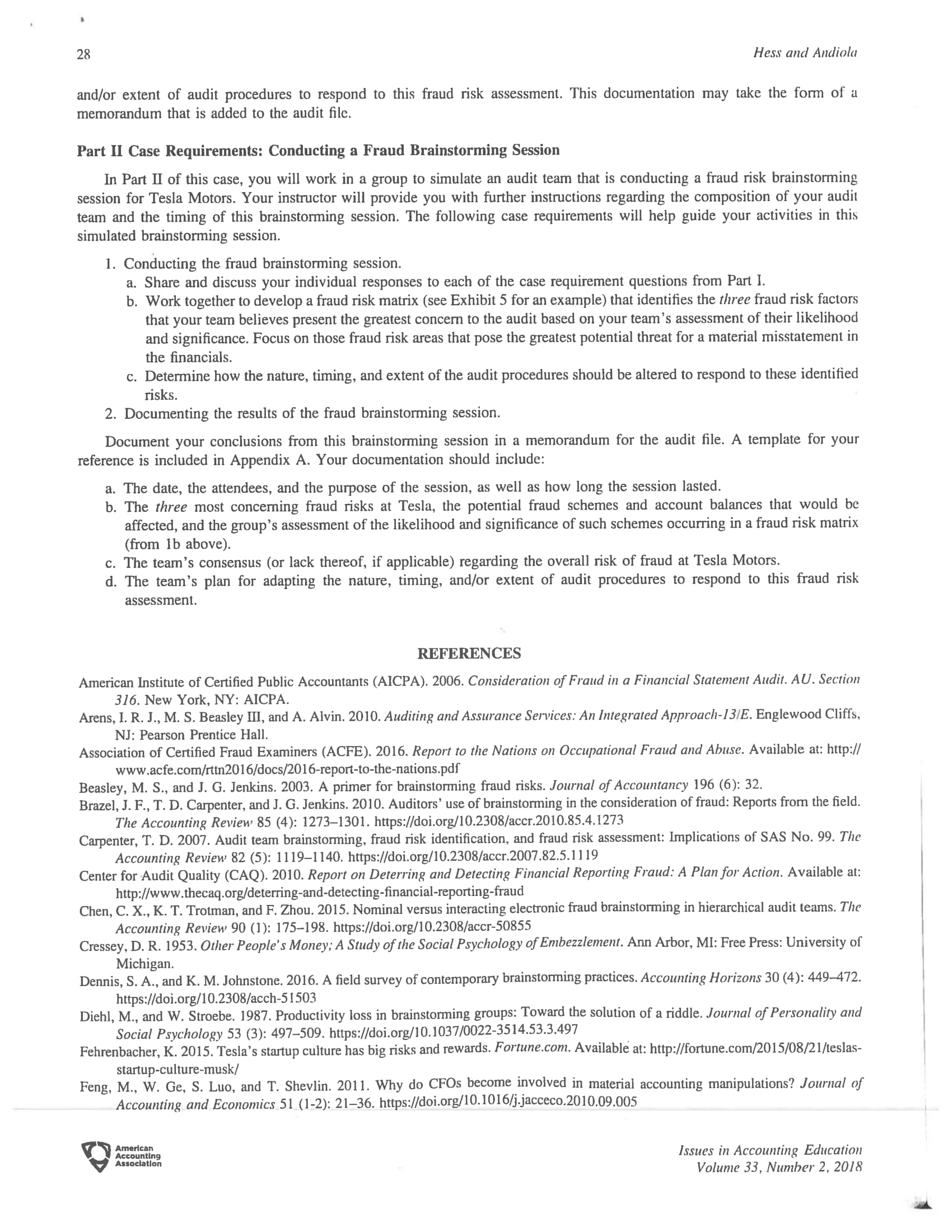 2018 pp. 1934 Fraud Risk Brainstorming at Tesla Motors Megan F. Hess