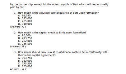 On January 1, 2015, Ernie and Bert both sole proprietors decided to