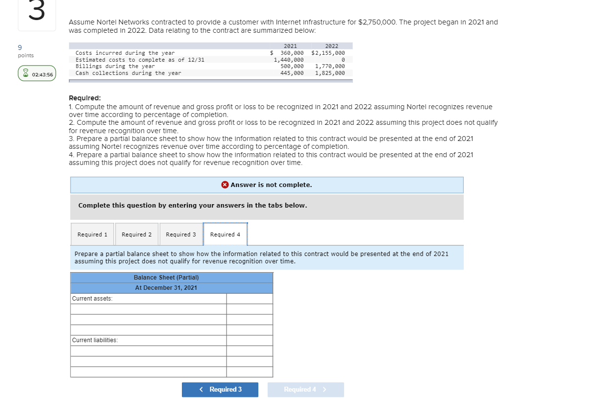 the amount of revenue and gross profit or loss to be recognized