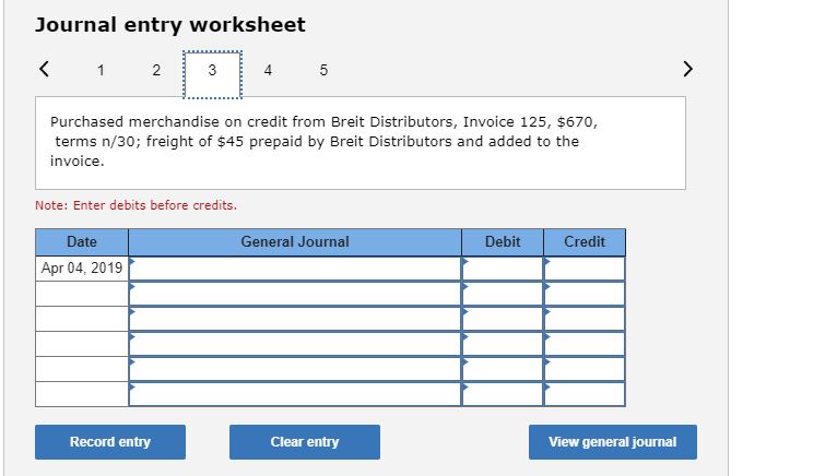 on April 1; received a cash refund of $117. Note: Enter debits