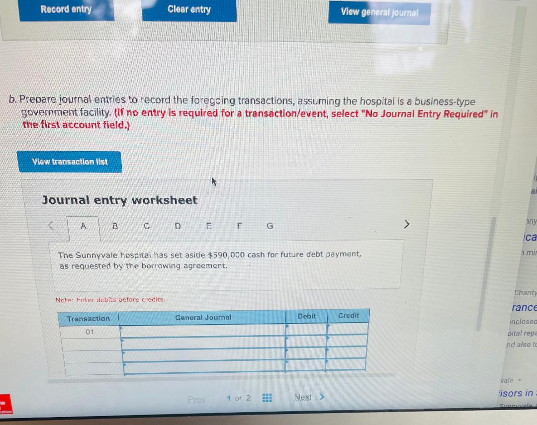  Record entry Clear entry View general journal b. Prepare journal entries