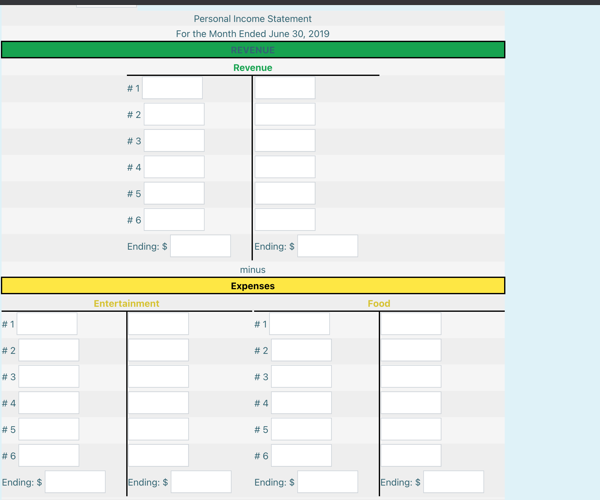 and balance sheet. Do not enter dollar signs or commas in the