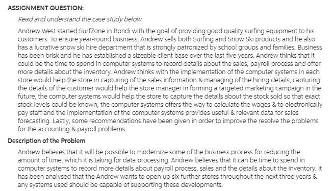 the assistant end Andrew has e laptop that he uses to prepare