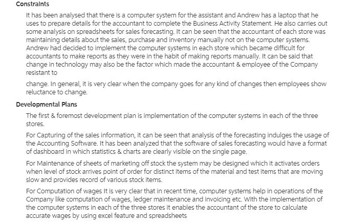 out some analysis on spreadsheets for Seles forecasting. It cen be seen