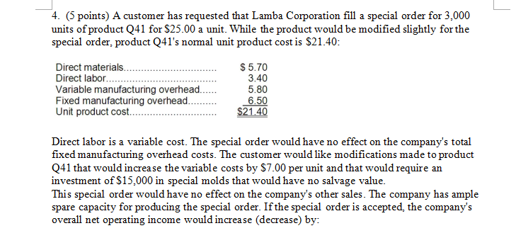 ll a special order for 3:003 units of product Q41 for $25.09