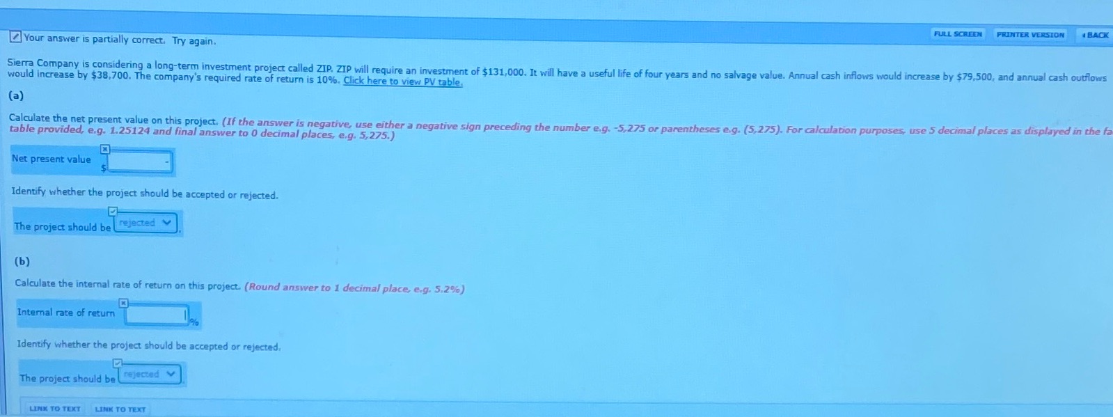  FULL SCREEN PRINTER VERSION BACK Your answer is partially correct. Try