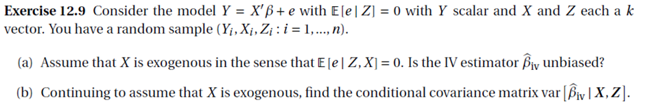 Bruce E. Hansen Chapter12. Instrumental Variables Exercise 12.9 Consider the model Y