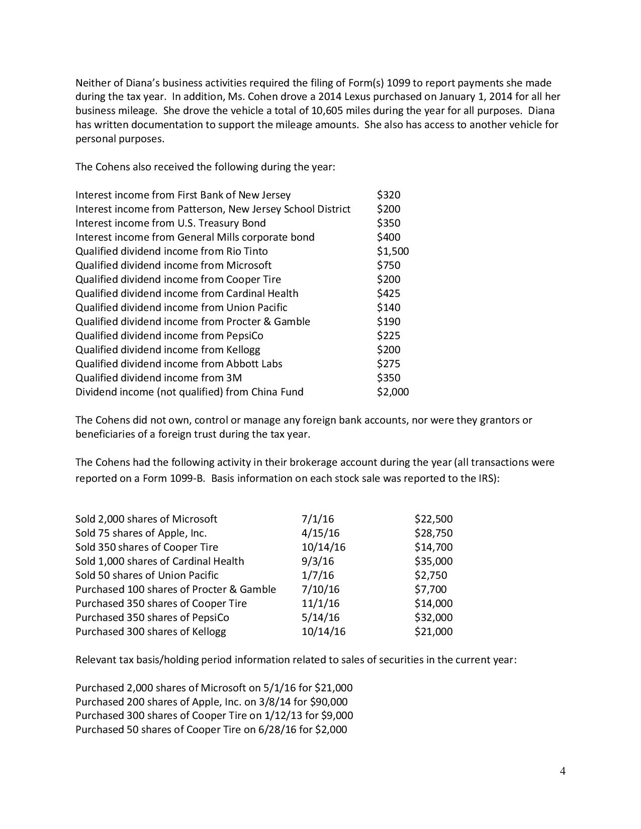 Income Taxation Individual Income Tax Project Spring 2018 Instructions: Please complete the