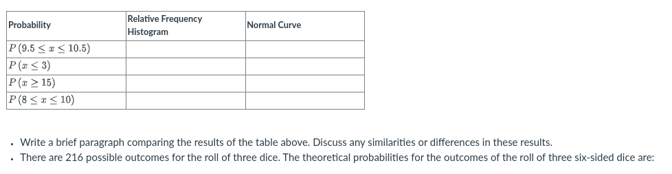 and calculating the total. Perform 200 trials and record the results. The