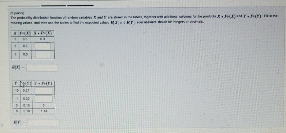 pls explain.thanks (8 points) The probability distribution function of random variables X