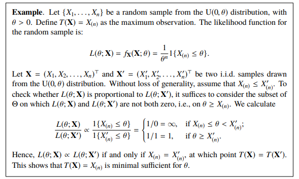 the U(0, 0) distribution, with 0 > 0. Define T(X) = Xin)