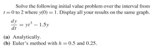  Solve the following initial value problem over the interval from 1