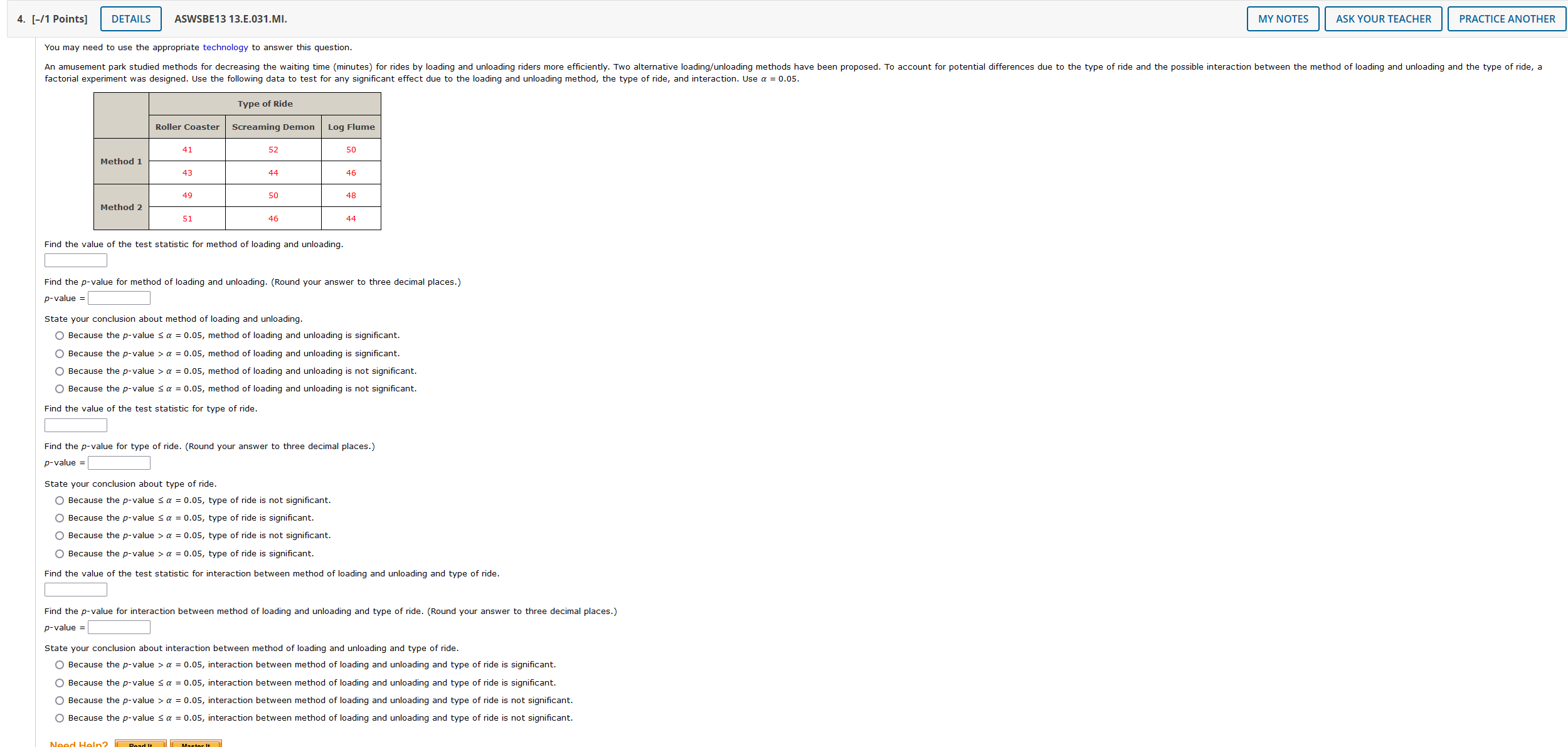 Square Use a = 0.05 to test for any significant differences. State
