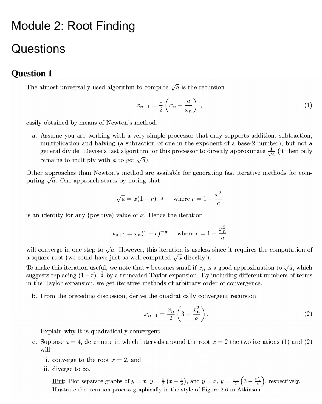 algorithm to compute V5 is the recursion 1 a n : -