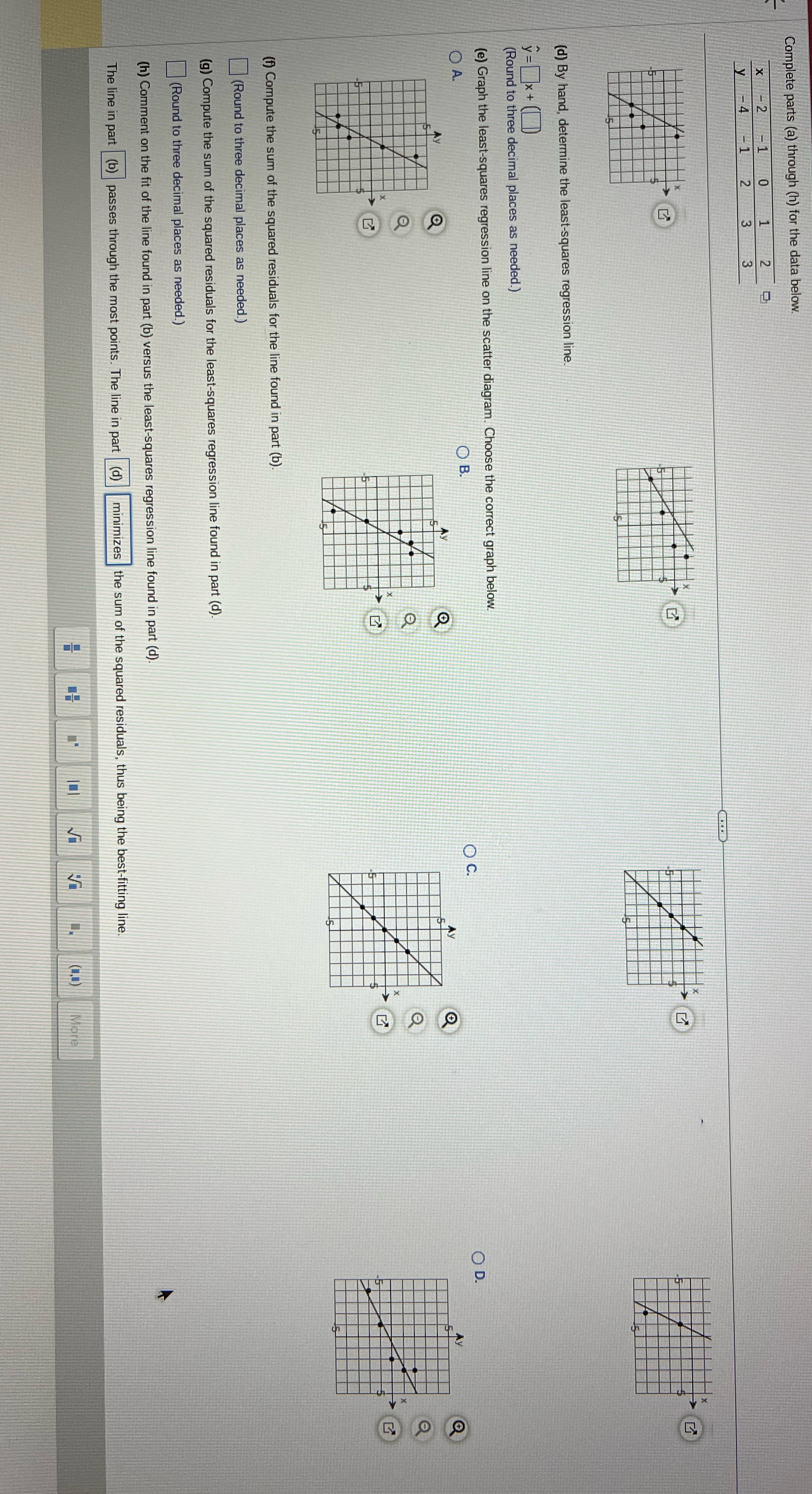  Complete parts (a) through (h) for the data below. X ON