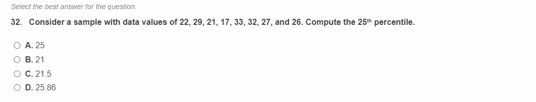 with data values of 22, 29, 21, 17, 33, 32, 27, and