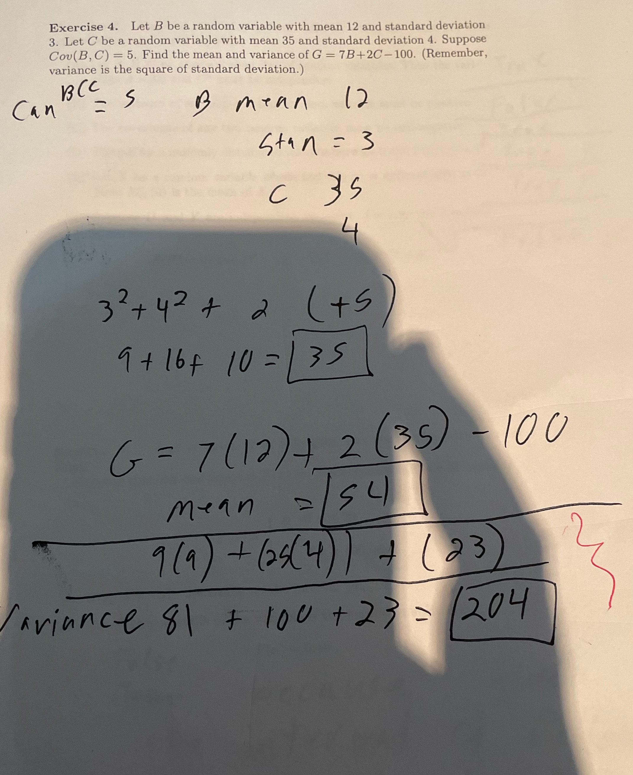 Need help finishing this Exercise 4. Let B be a random variable