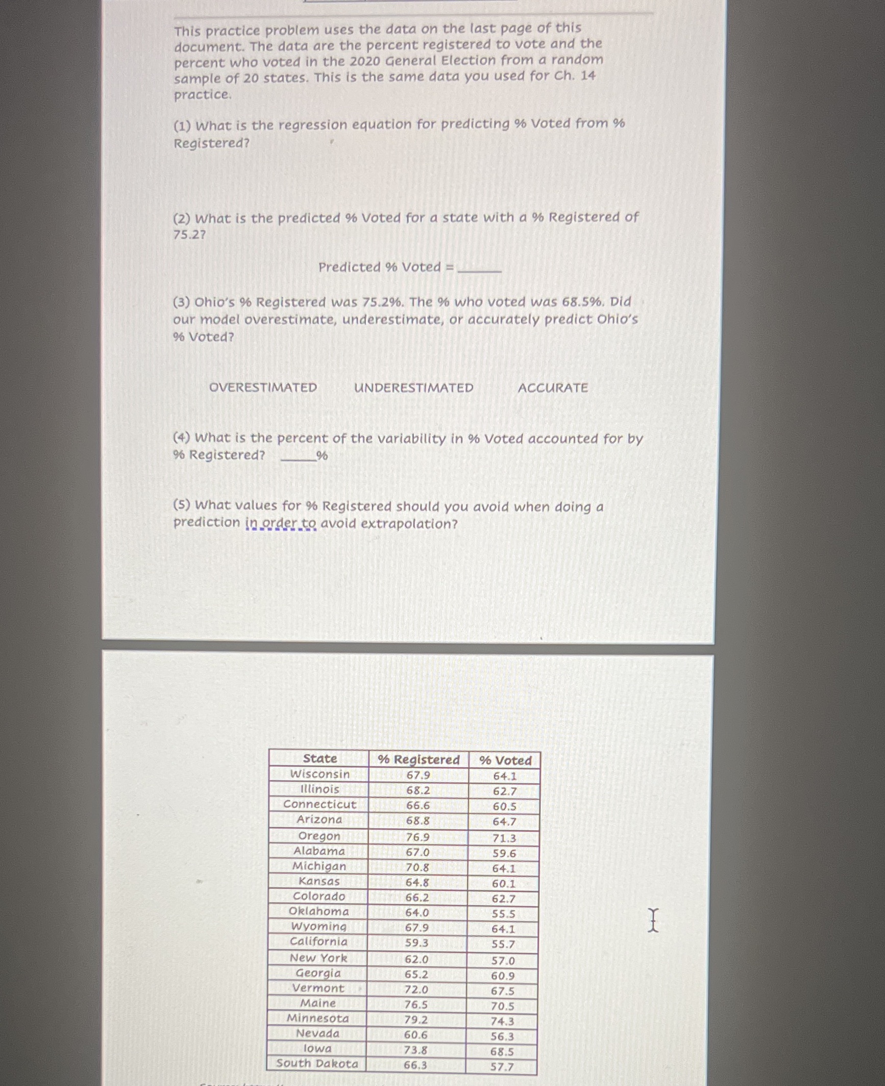  ..a._.,_. This practice problem uses the data on the last page