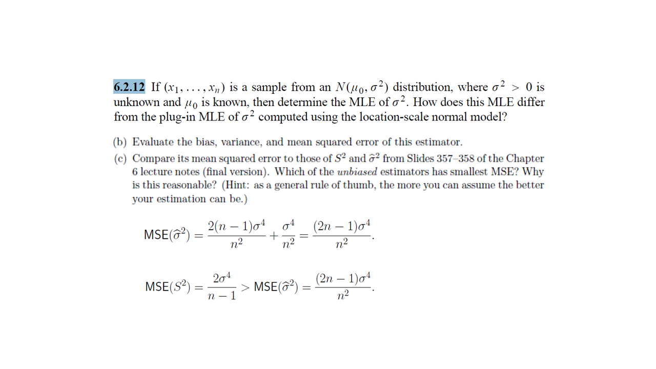 Nun). 02) distribution, where 02 > 0 is unlmown and no is
