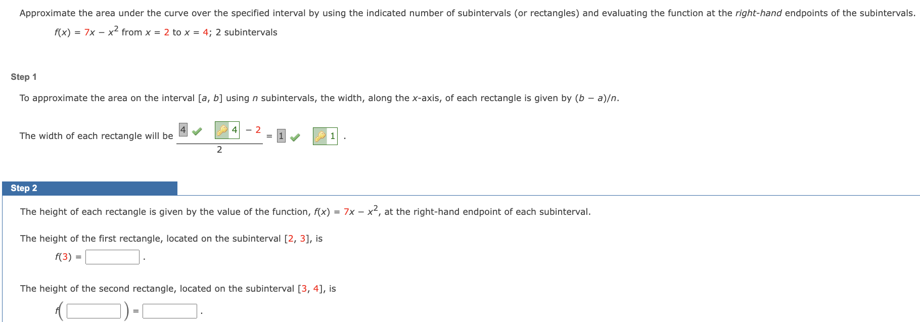 Approximate the area under the curve over the specified interval by