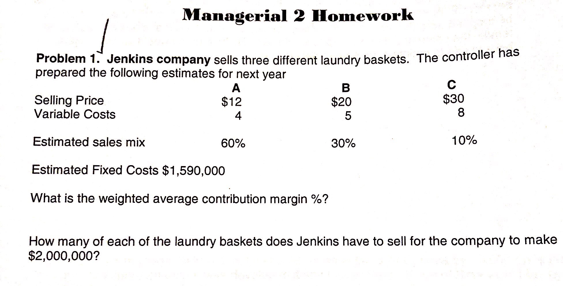 how do I calculate the weighted average contribution margin ? And how