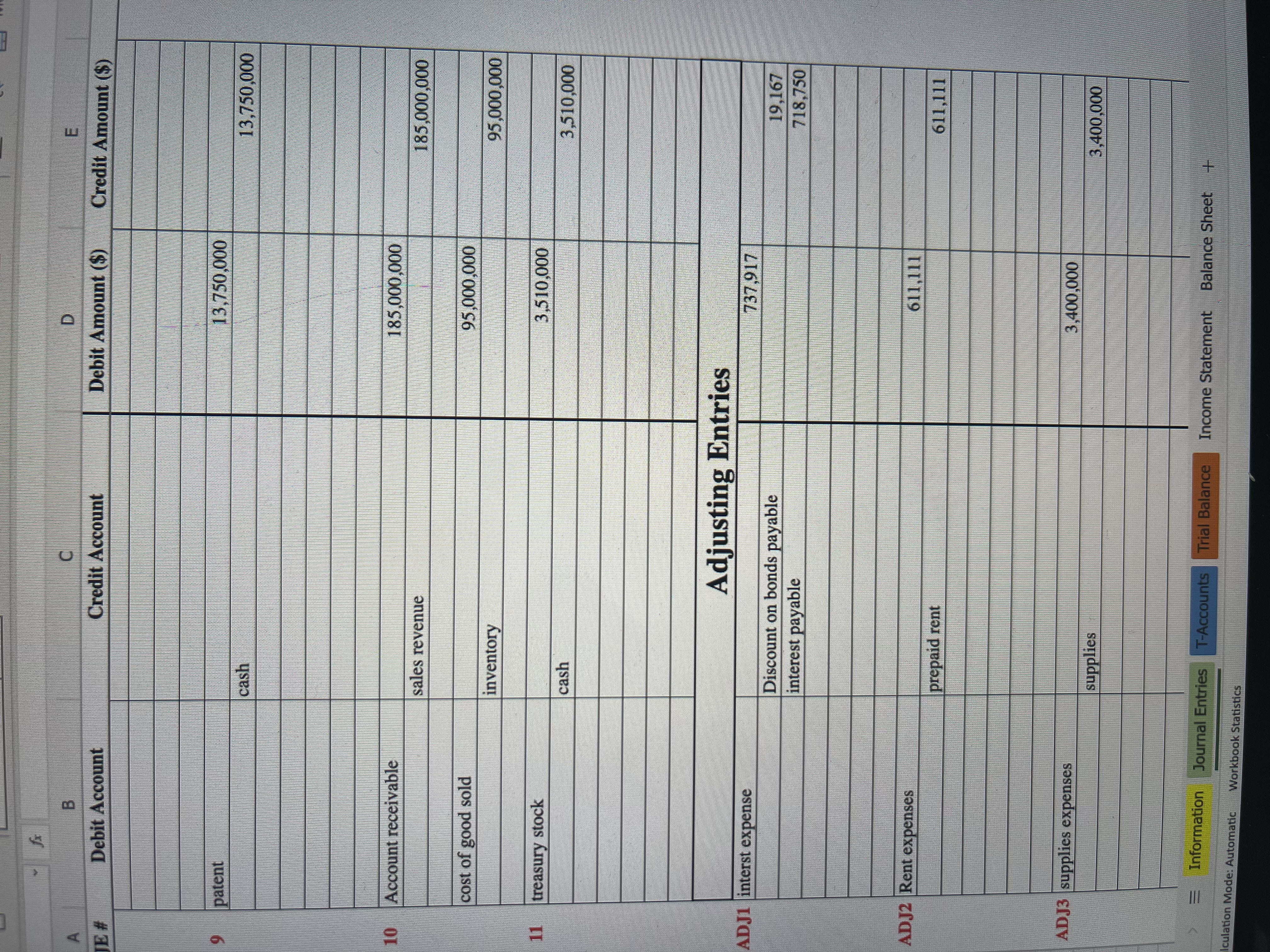 Merge U JE # Debit Account Credit Account Debit Amount ($) Credit