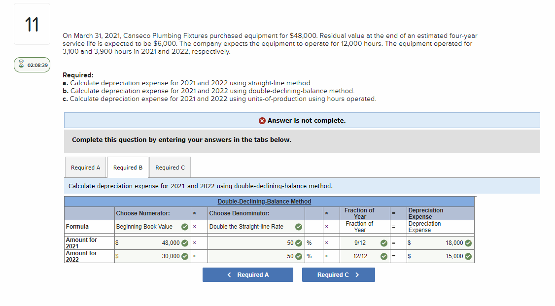 11 On March 31, 2021, Canseco Plumbing Fixtures purchased equipment for $48,000.