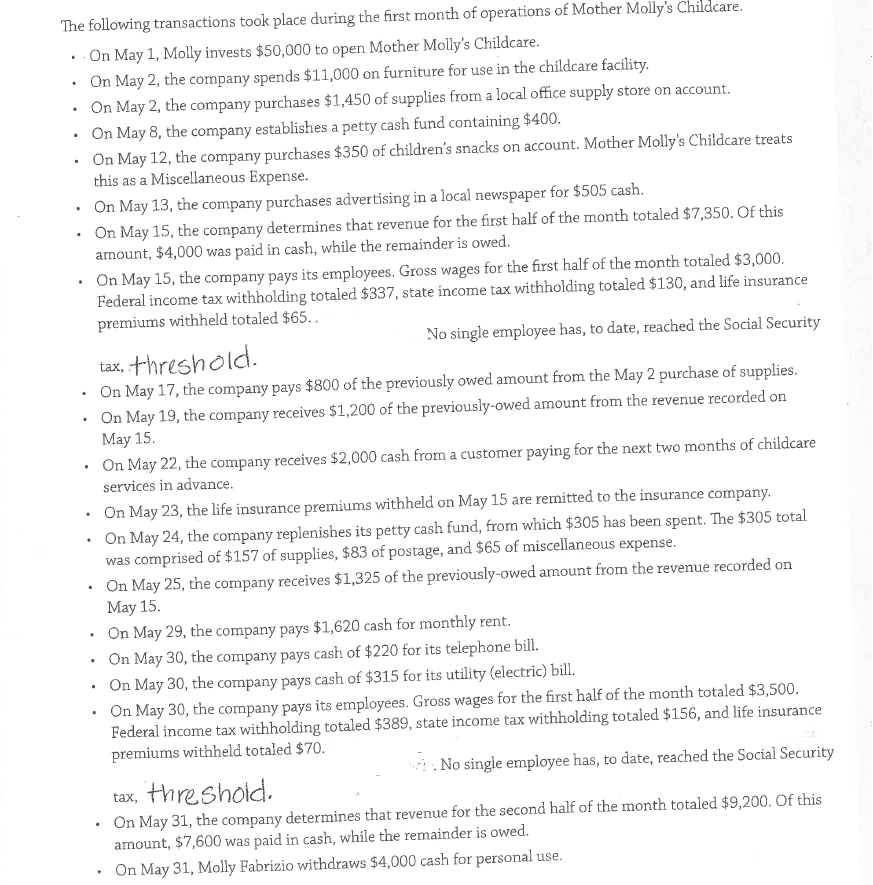 Need help recording these as journal entries for each transaction on this