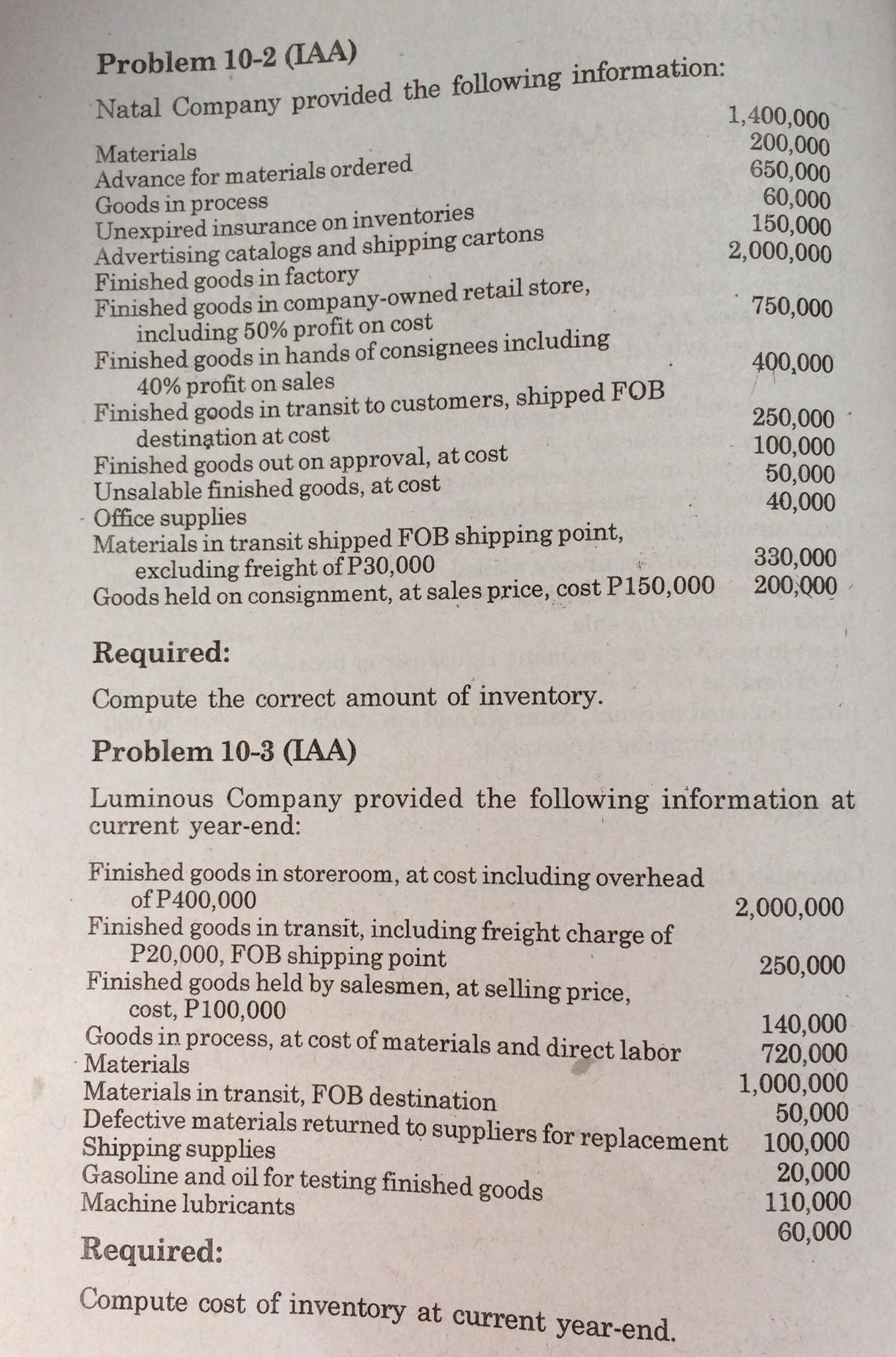 Problem 10-2 and 10-3. With clear formatting and explanation please. ASAP. Thank