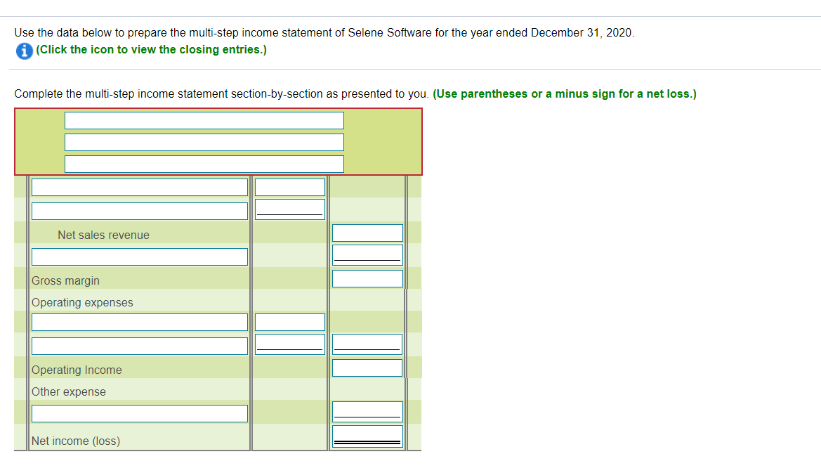 this is full question. Use the data below to prepare the multi-step