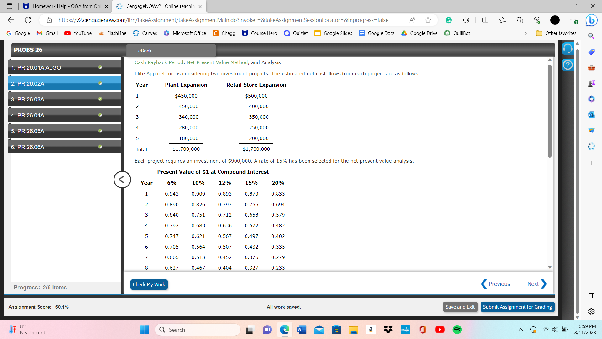 E Google Docs Google Drive ) QuillBot Other favorites PROBS 26 eBook