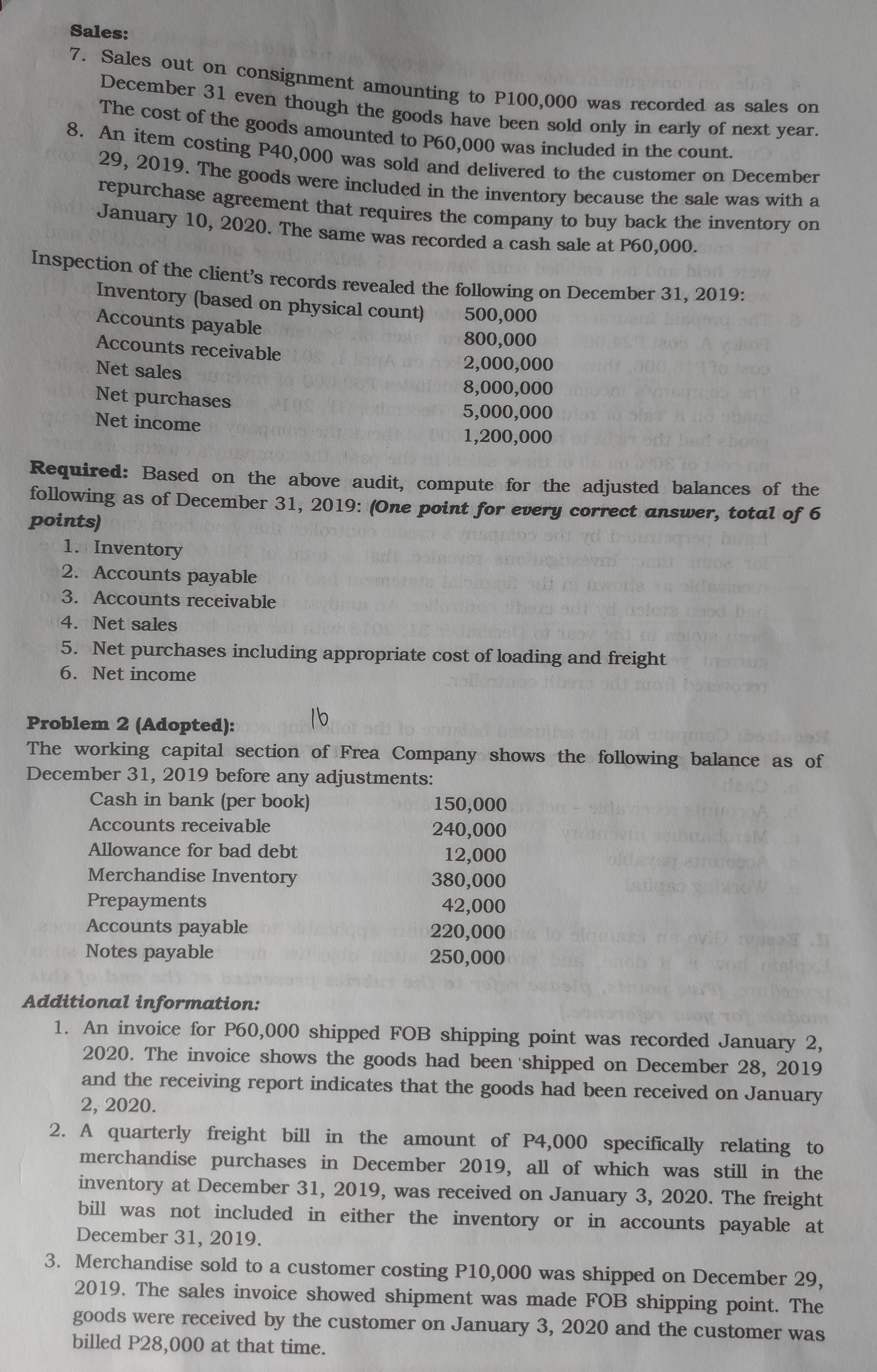 goods from different suppliers. The following transactions occurred during the last few
