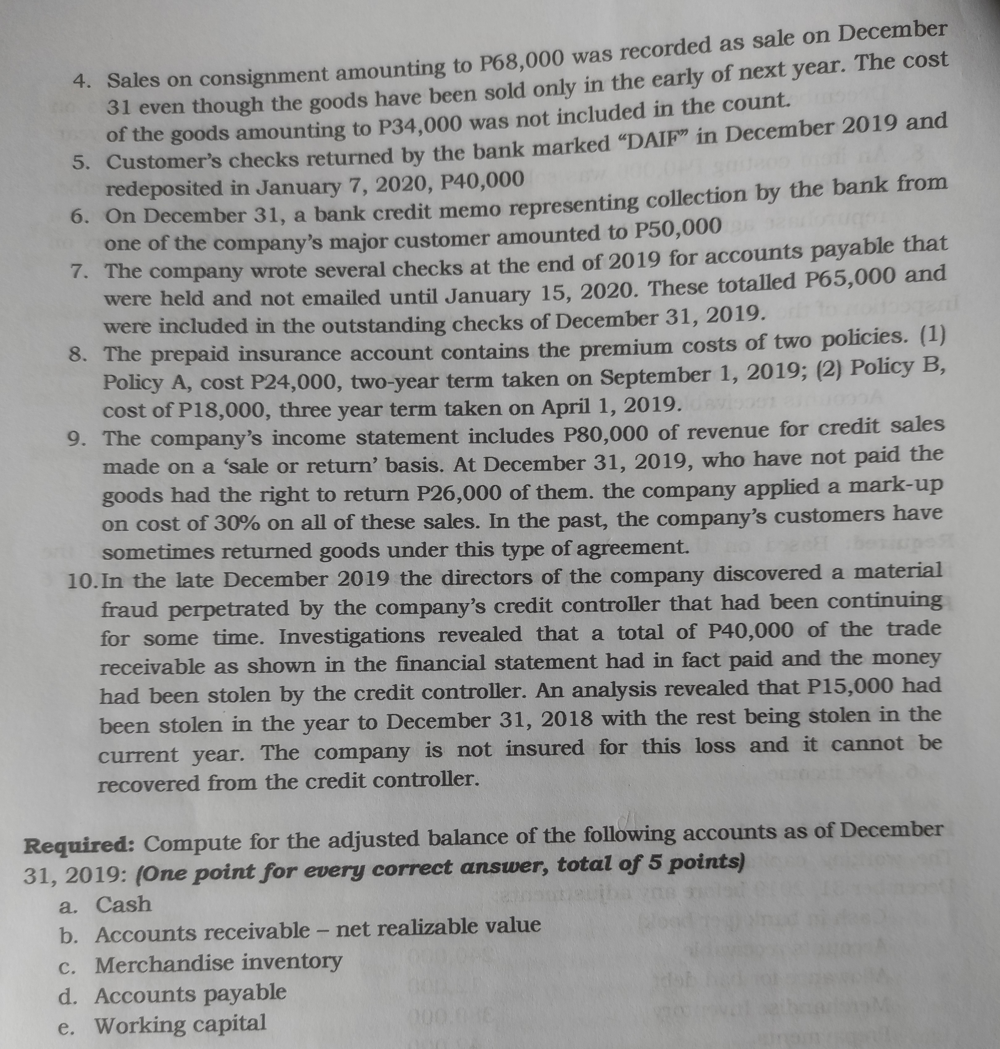 days of the company's operation which ended December 31, 2019, and in