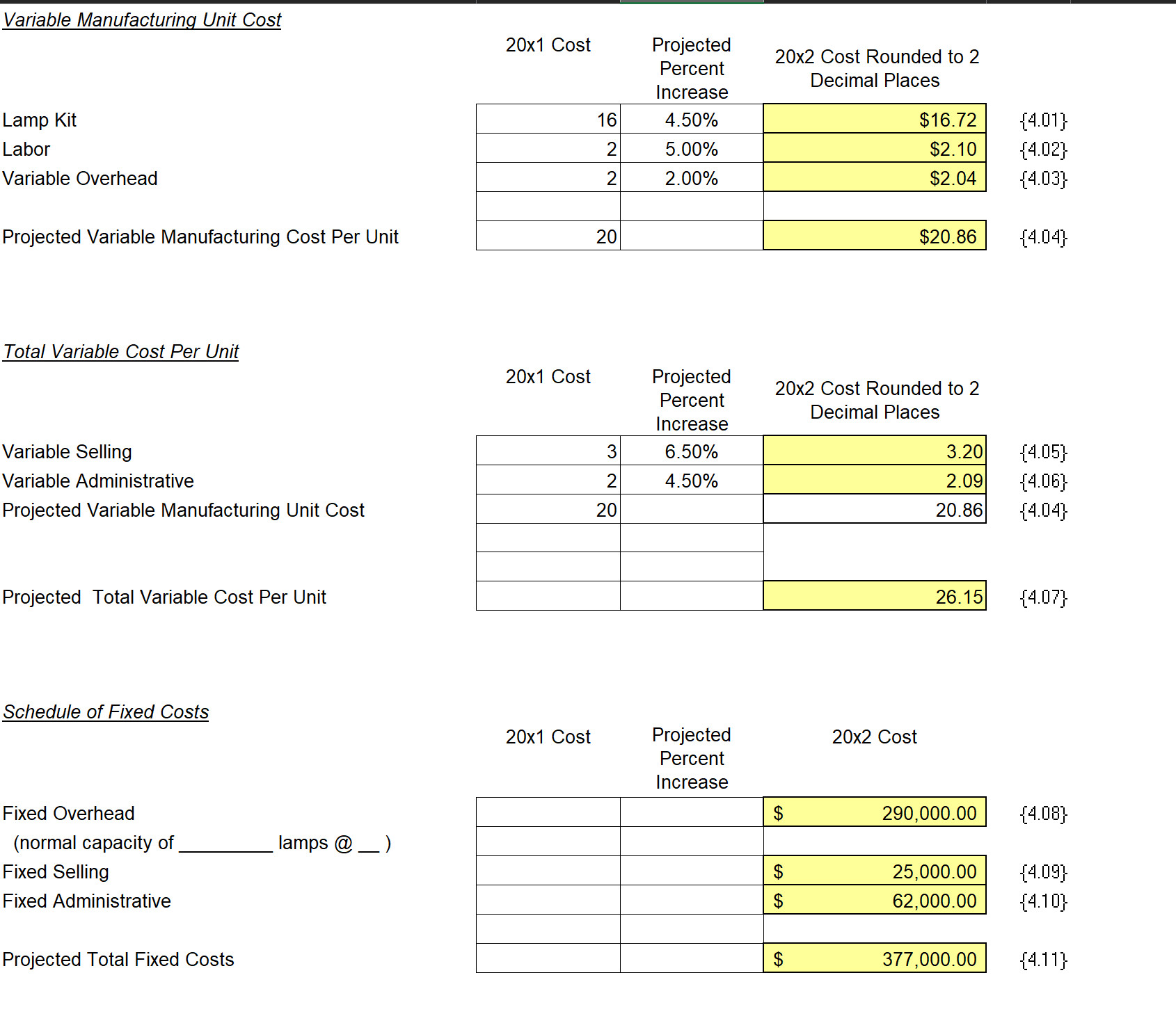 Need help with the last yellow empty boxes. 9.01 till 10.10 Variable