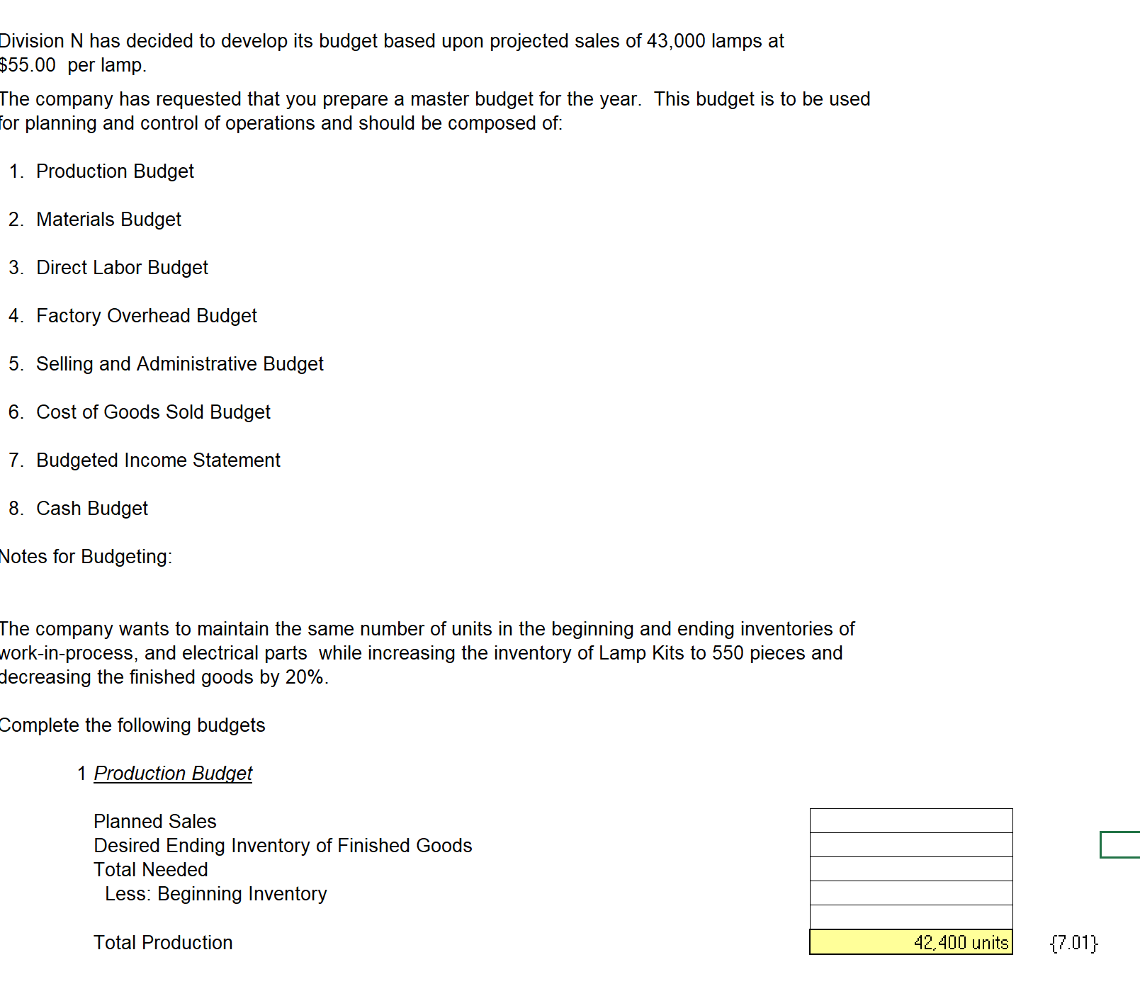 Manufacturing Unit Cost 20x1 Cost Projected Percent 20x2 Cost Rounded to 2