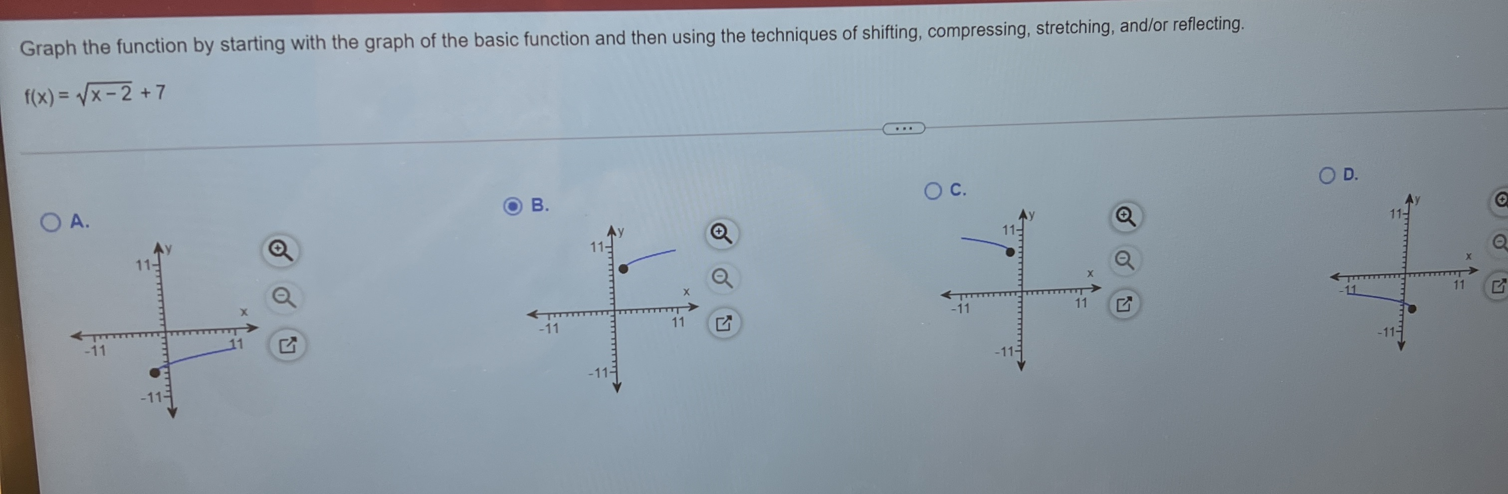 Explain the steps, please! Graph the function by starting with the graph