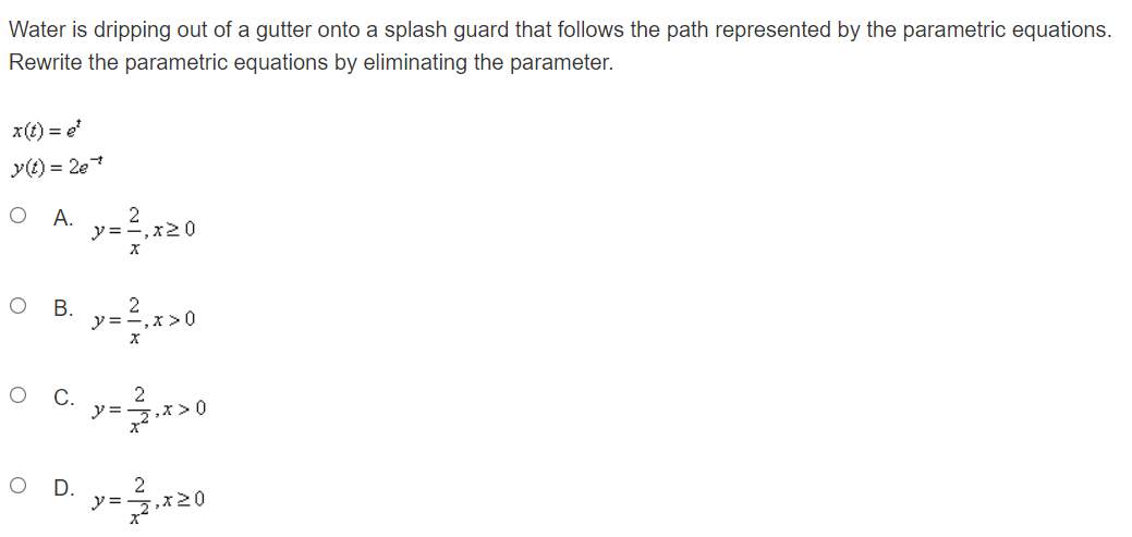 y=5+0.84x0'03x2.x20 Water is dripping out of a gutter onto a splash guard